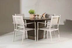 Santa Fe Matgrupp Utomhus Rund 120 cm + 4 st Copacabana Matstolar Beige/Brun