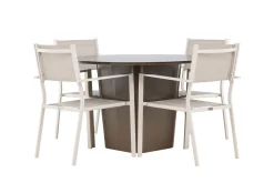 Santa Fe Matgrupp Utomhus Rund 120 cm + 4 st Copacabana Matstolar Beige/Brun