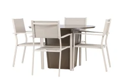 Santa Fe Matgrupp Utomhus Rund 120 cm + 4 st Copacabana Matstolar Beige/Brun