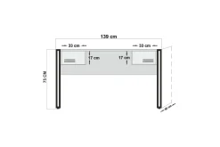 Sapphira Skrivbord 139 cm med Förvaring 2 Lådor