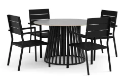 Sensi utomhus matgrupp 120 cm med 4 Tunis stapelstolar