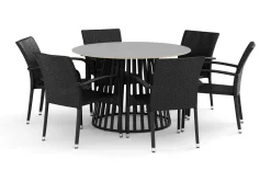 Sensi utomhus matgrupp 120 cm med 6 Thor Light utefåtöljer