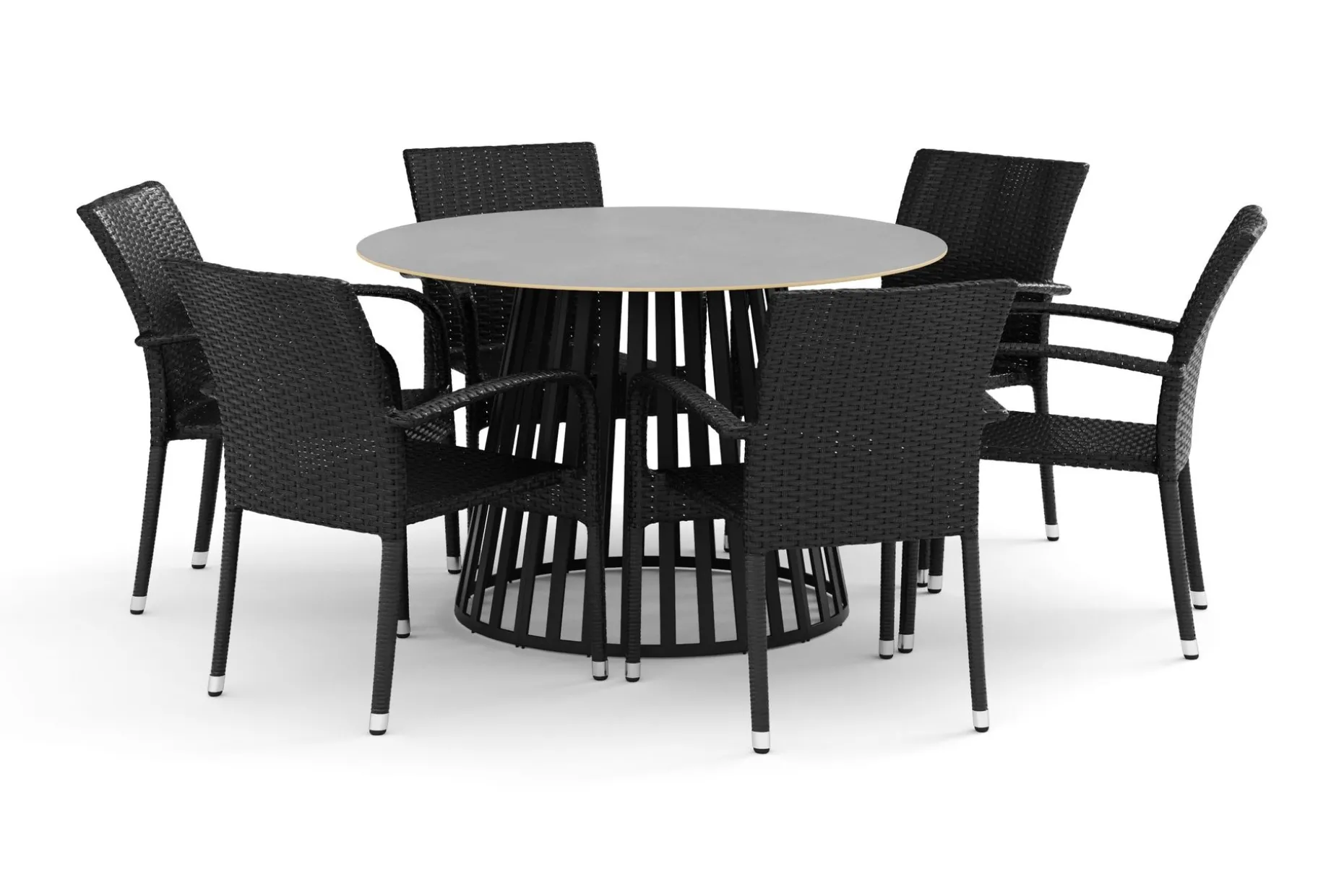 Sensi utomhus matgrupp 120 cm med 6 Thor Light utefåtöljer