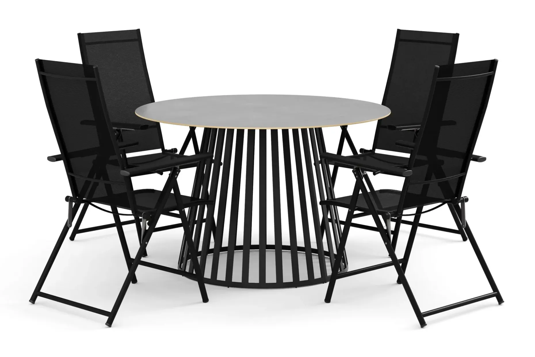 Sensi utomhus matgrupp 120 cm med 4 Sanna positionsstolar