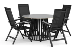 Sensi utomhus matgrupp 120 cm med 4 Monaco Light positionsstolar