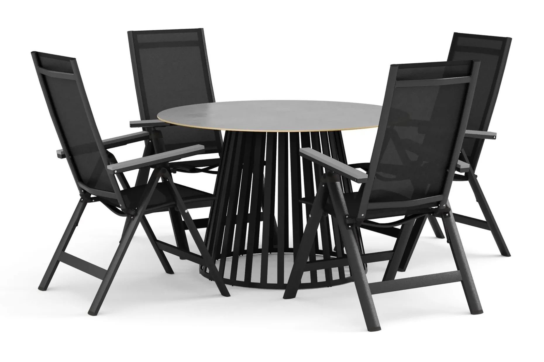 Sensi utomhus matgrupp 120 cm med 4 Monaco Light positionsstolar