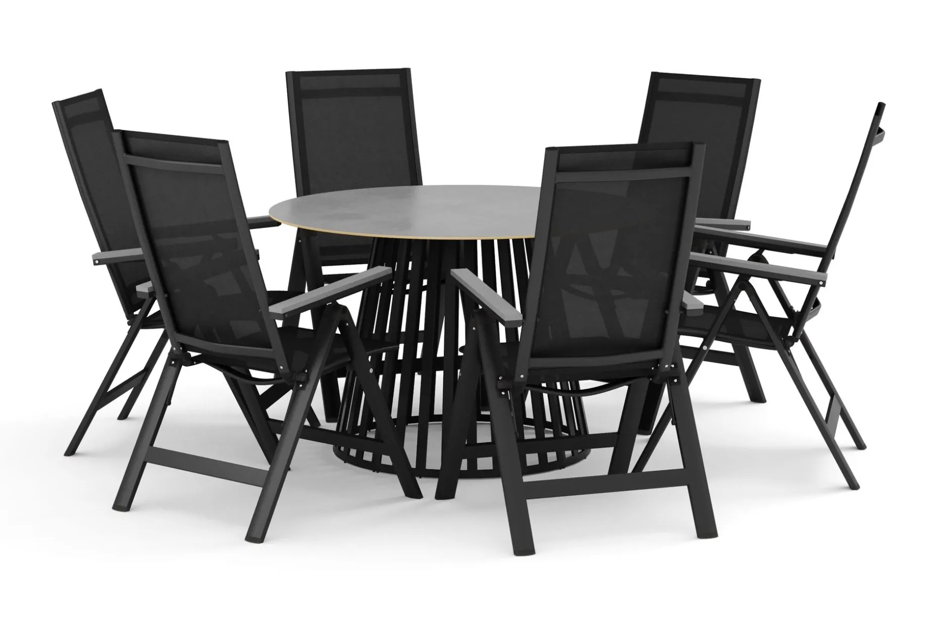 Sensi utomhus matgrupp 120 cm med 6 Monaco Light positionsstolar