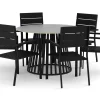 Sensi utomhus matgrupp 120 cm med 6 Tunis stapelstolar