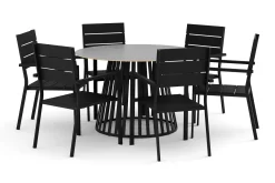 Sensi utomhus matgrupp 120 cm med 6 Tunis stapelstolar