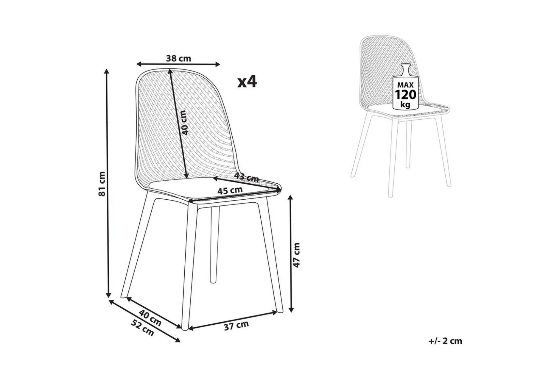 Set med 4 matstolar Emory