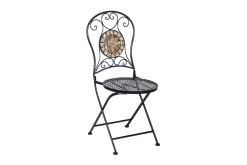 Set Mosaic Utebord Och 4 Utestolar Metallram Svart