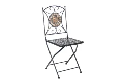 Set Mosaic Utebord Och 4 Utestolar Metallram Svart
