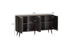 Sideboard Wohnling Folierad spånskiva ekoptik 150 cm 4 dörrar modern