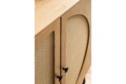 Sideboard Wohnling Folierad spånskiva ekoptik halvcirkel rottingväv look 2 dörrar modern
