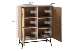 Sideboard Wohnling Folierad spånskiva ekoptik halvcirkel rottingväv look 2 dörrar modern