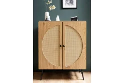 Sideboard Wohnling Folierad spånskiva ekoptik halvcirkel rottingväv look 2 dörrar modern