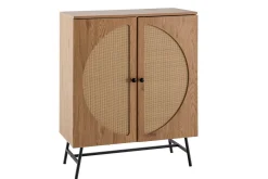 Sideboard Wohnling Folierad spånskiva ekoptik halvcirkel rottingväv look 2 dörrar modern