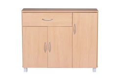 Sideboard Wohnling folierad spånskiva 90x75 cm, 3 dörrar 1 låda, modern stil Bok