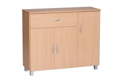 Sideboard Wohnling folierad spånskiva 90x75 cm, 3 dörrar 1 låda, modern stil Bok