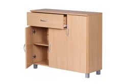 Sideboard Wohnling folierad spånskiva 90x75 cm, 3 dörrar 1 låda, modern stil Bok