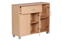 Sideboard Wohnling folierad spånskiva 90x75 cm, 3 dörrar 1 låda, modern stil Bok