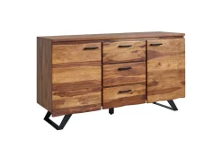 Sideboard Wohnling Massiv trä träd kant 145 cm med 2 dörrar 3 lådor industriell