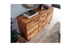 Sideboard Wohnling Massiv trä träd kant 145 cm med 2 dörrar 3 lådor industriell