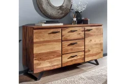 Sideboard Wohnling Massiv trä träd kant 145 cm med 2 dörrar 3 lådor industriell
