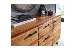 Sideboard Wohnling Massiv trä träd kant 145 cm med 2 dörrar 3 lådor industriell