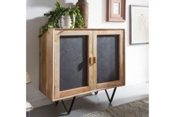 Sideboard Wohnling Massivt trä 80 cm 3D kant stenoptik front 2 dörrar modern