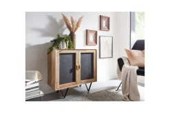 Sideboard Wohnling Massivt trä 80 cm 3D kant stenoptik front 2 dörrar modern