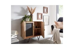 Sideboard Wohnling Massivt trä 80 cm 3D kant stenoptik front 2 dörrar modern
