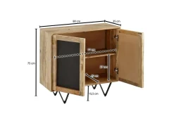 Sideboard Wohnling Massivt trä 80 cm 3D kant stenoptik front 2 dörrar modern