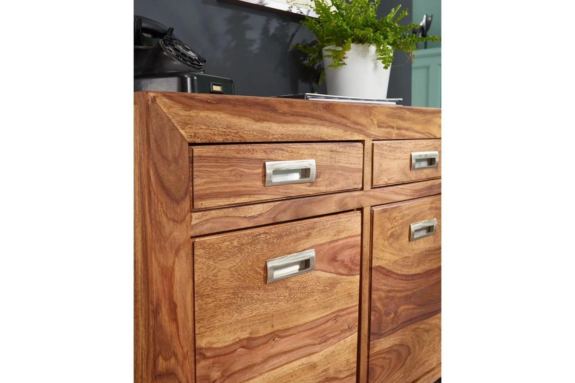 Sideboard Wohnling Massivt trä 90 cm 2 dörrar 2 lådor Lantstil