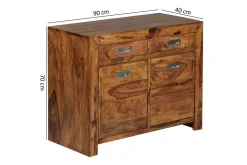 Sideboard Wohnling Massivt trä 90 cm 2 dörrar 2 lådor Lantstil