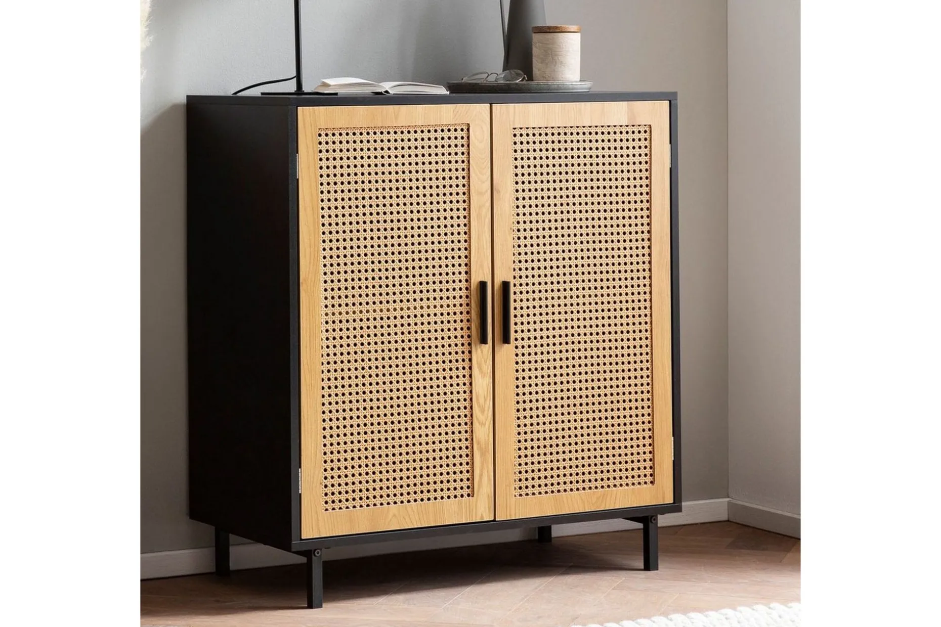 Sideboard Wohnling Melaminbelagd MDF 80 cm 2 dörrar med wienerflätning modern