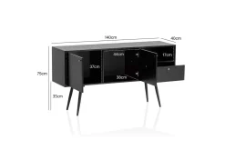 Sideboard Wohnling Melaminbelagd MDF 140 cm med 2 dörrar 1 låda Modern