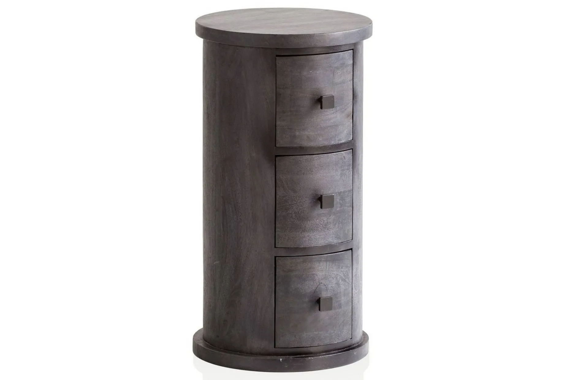 Sideboard Wohnling Runt massivt trä lantlig stil Svart, 3 lådor