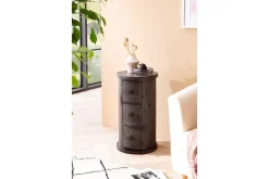 Sideboard Wohnling Runt massivt trä lantlig stil Svart, 3 lådor