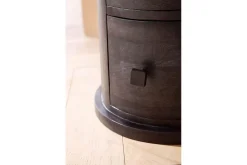 Sideboard Wohnling Runt massivt trä lantlig stil Svart, 3 lådor