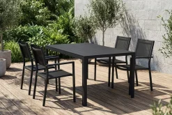 Siri Matgrupp utomhus 150 cm med 4 Tunis Stapelstolar
