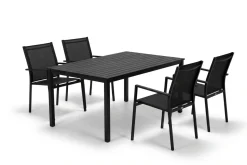 Siri Matgrupp utomhus 150 cm med 4 Tunis Stapelstolar
