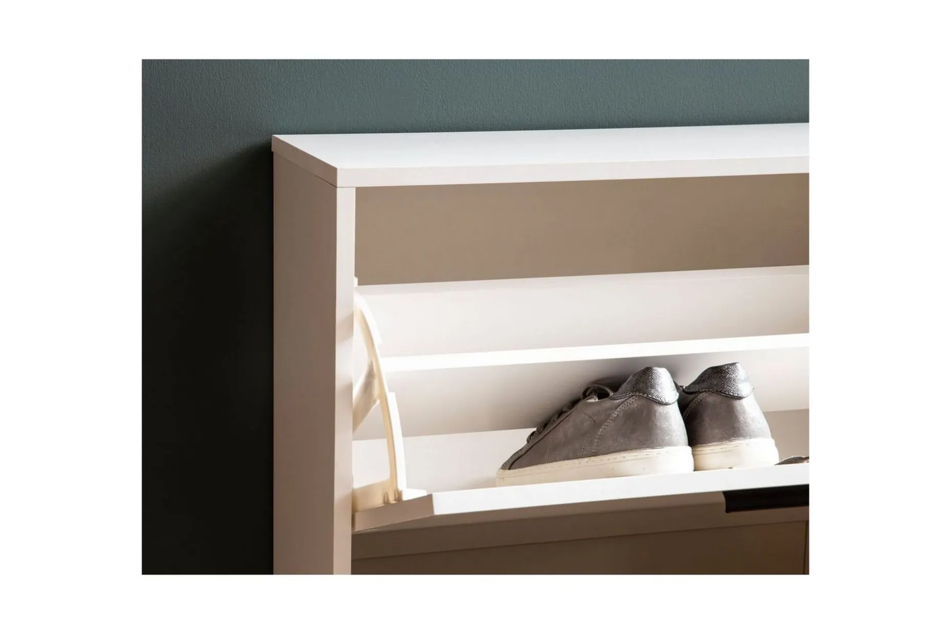 Skoskåp Wohnling med 3 fällbara fack 1 dörr melaminbelagd MDF modern