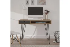 Skrivbord Concord 106 cm med Förvaring Låda Grå/Natur/Svart