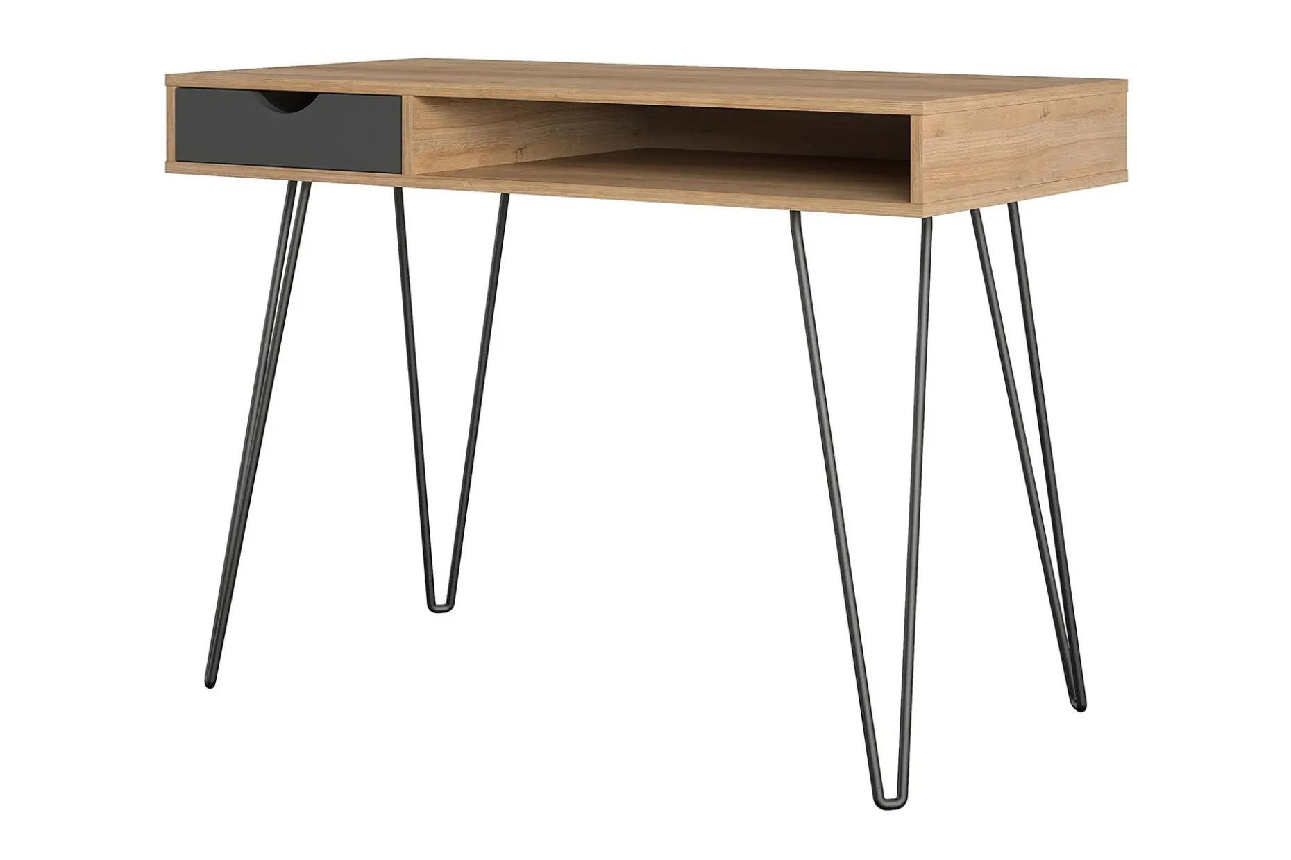 Skrivbord Concord 106 cm med Förvaring Låda Grå/Natur/Svart