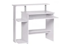 Skrivbord Wohnling för dator med hjul, tangentbord utdragbar, modern stil Vit