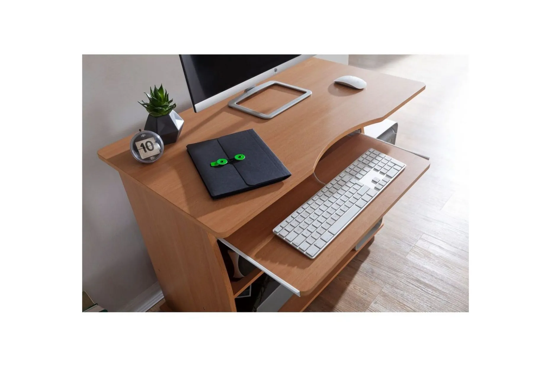 Skrivbord Wohnling för laptop eller dator med hjul, tangentbord utdragbar, modern stil Bok