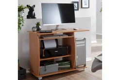 Skrivbord Wohnling för laptop eller dator med hjul, tangentbord utdragbar, modern stil Bok
