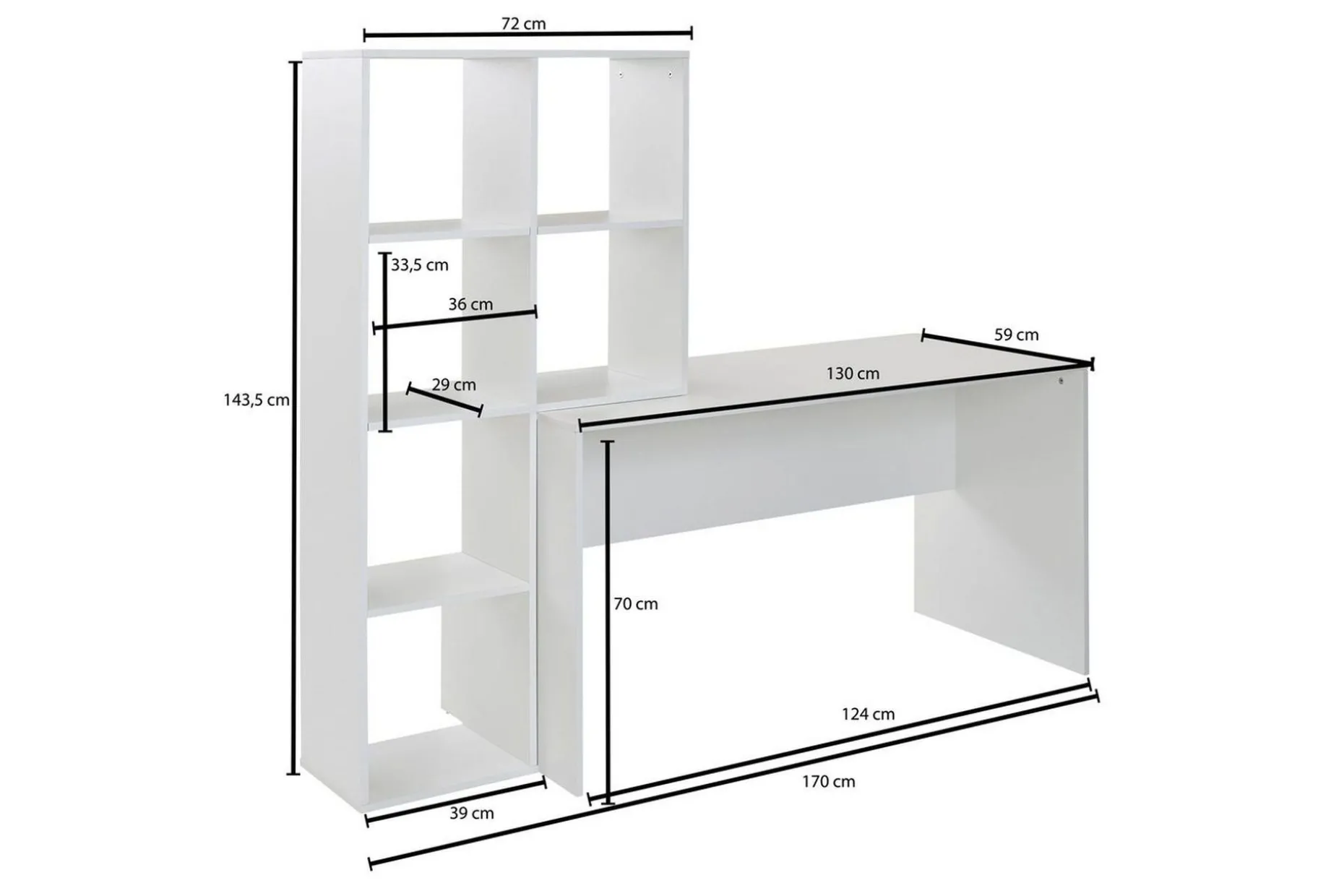 Skrivbord Wohnling med förvaringshylla 170 cm modern
