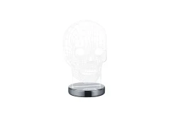 Skull LED bordslampa krom